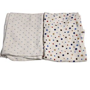 Just Born baby blanket bundle of 2 thermal waffle white polka dots